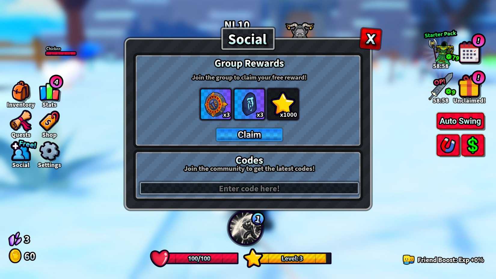 Loot Up the codes tab