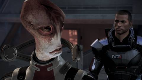 Mordin and Shepard in Mass Effect 3