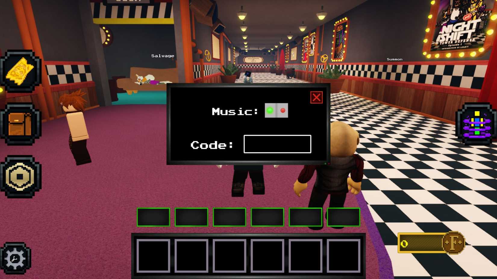 Nightshift Tower Defense the codes tab