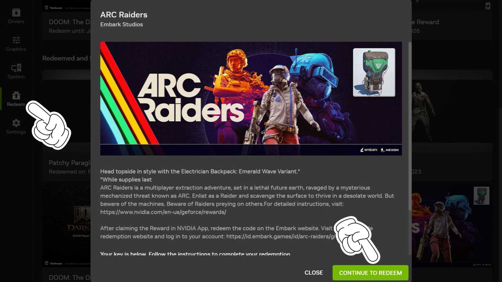 Resgate a mochila ARC Raiders no aplicativo da Nvidia. Como resgatar a mochila Nvidia grátis em ARC Raiders | Dropraro