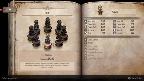 Octopath Traveler 0 choosing Jobs for Main Character