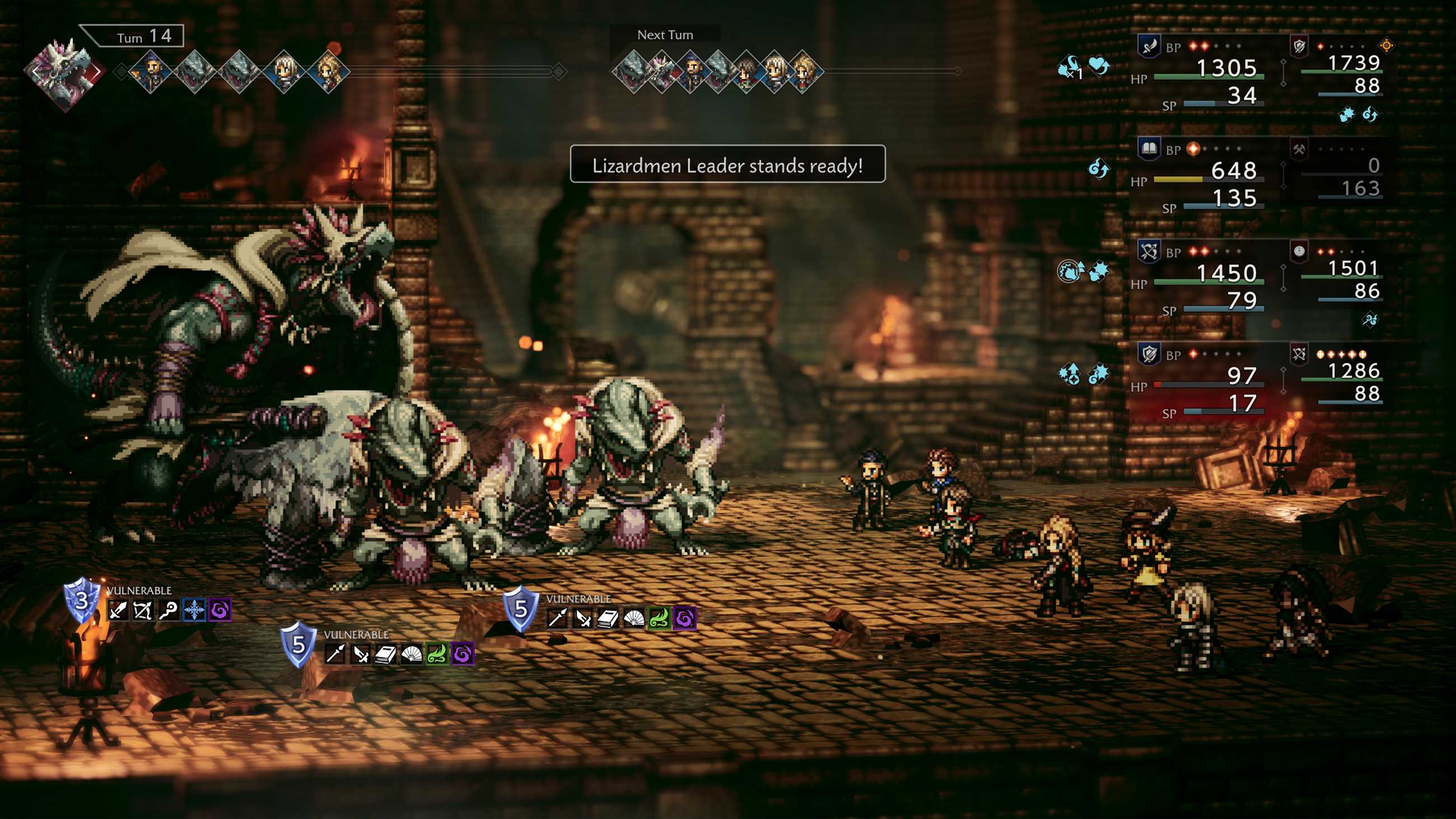 Octopath Traveler 0 combat Lizardmen