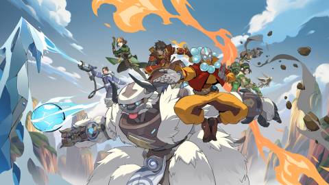 overwatch 2 x avatar the last airbender key art group shot suki kiriko toph venture aang zenyatta appa orisa zuko genji katara mei
