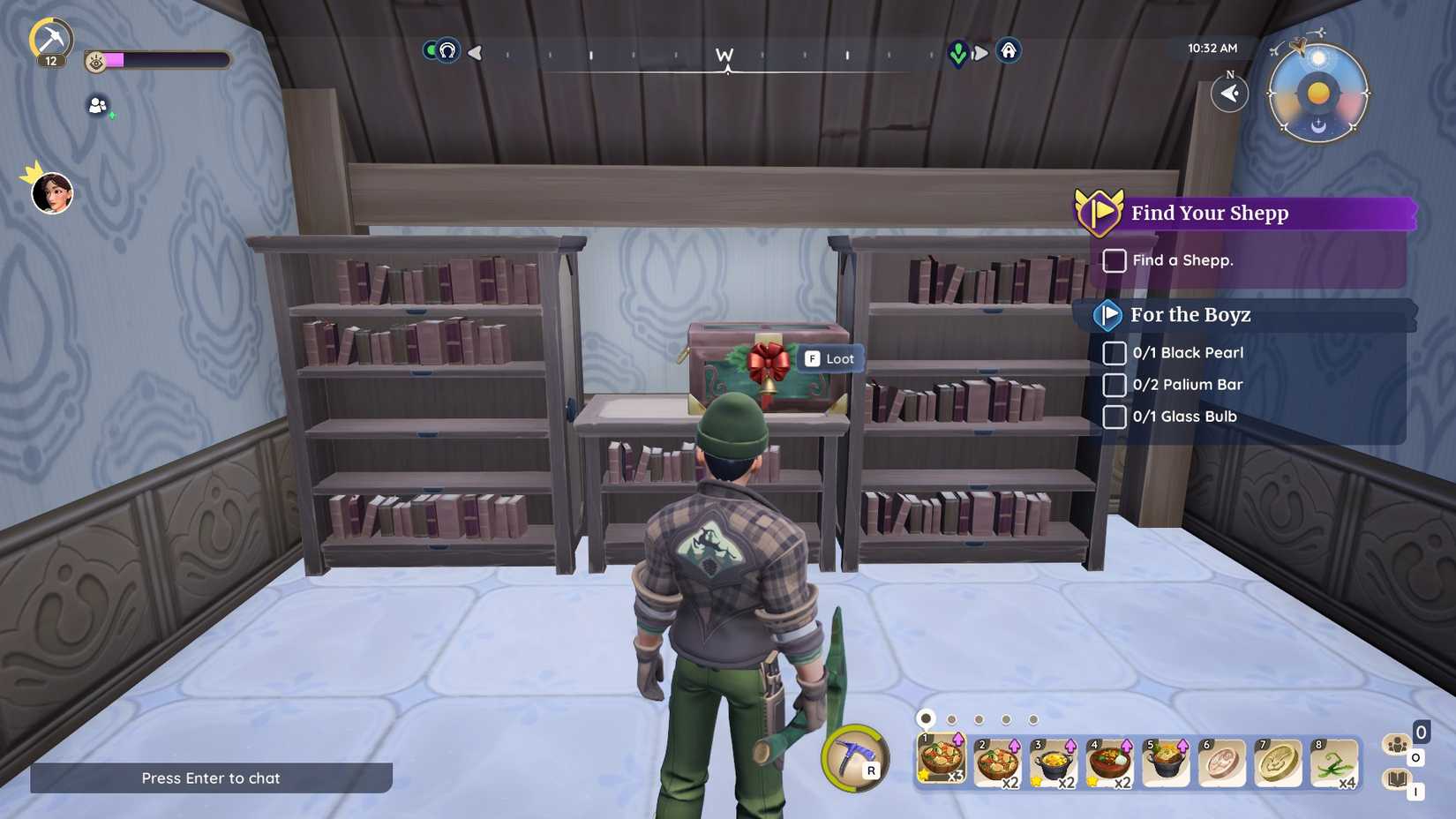 The location of the fourth Winterlights Challenge chest in Palia