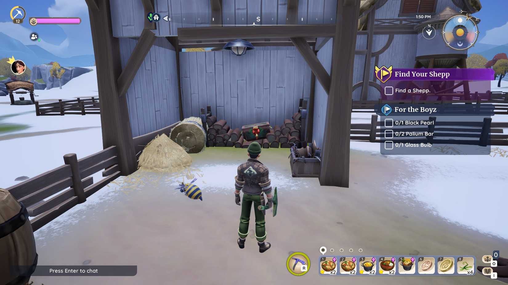 The location of the final Winterlights Challenge chest in Palia