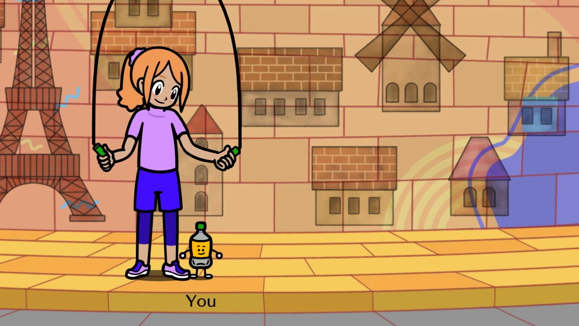 Playing a jump rope mini-game in Rhythm Heaven Groove