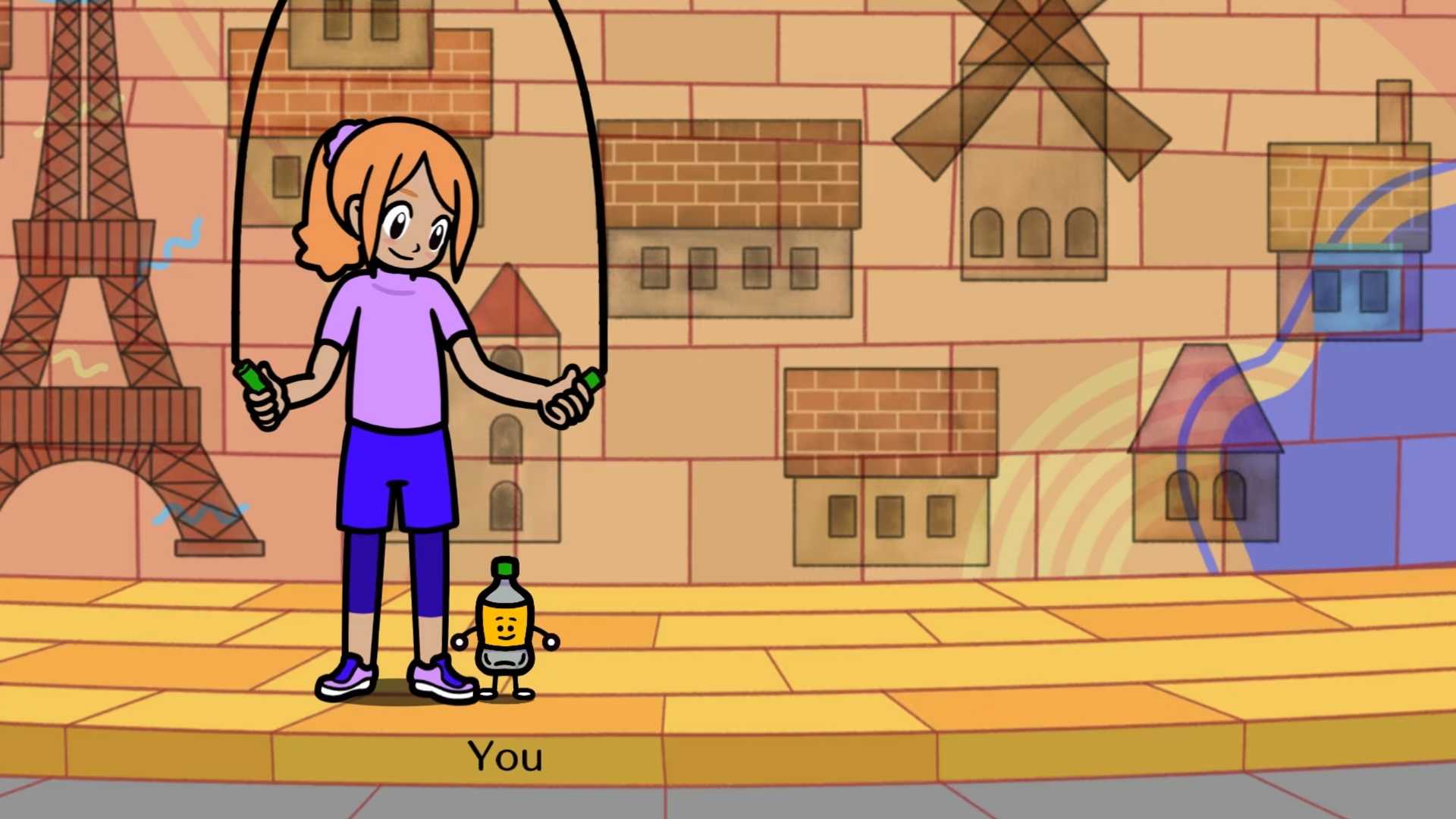 Playing a jump rope mini-game in Rhythm Heaven Groove