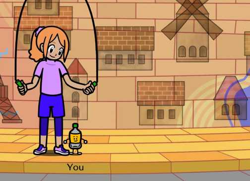 Playing a jump rope mini-game in Rhythm Heaven Groove