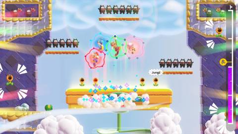 Playing a jumping mini-game in Super Mario Bros Wonder Nintendo Switch 2 Edition + Meetup in Bellabel Park