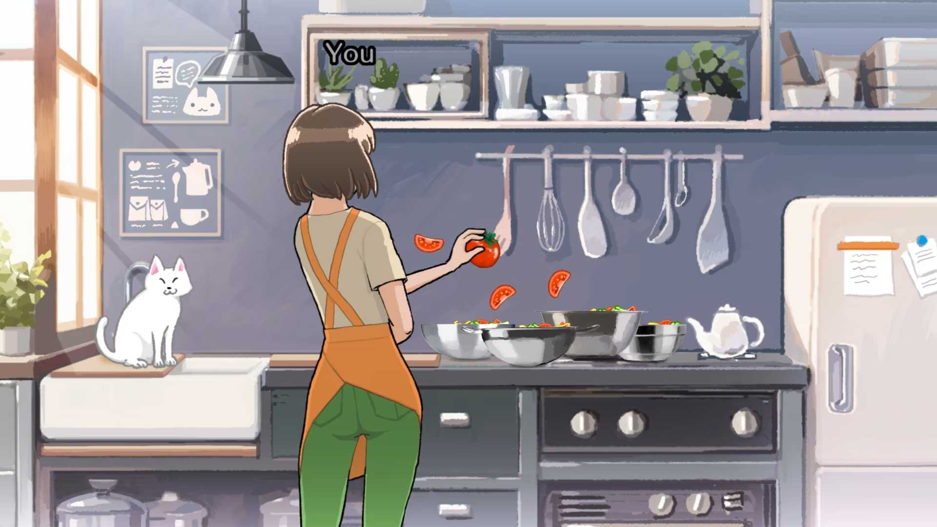 Playing a kitchen mini-game in Rhythm Heaven Groove