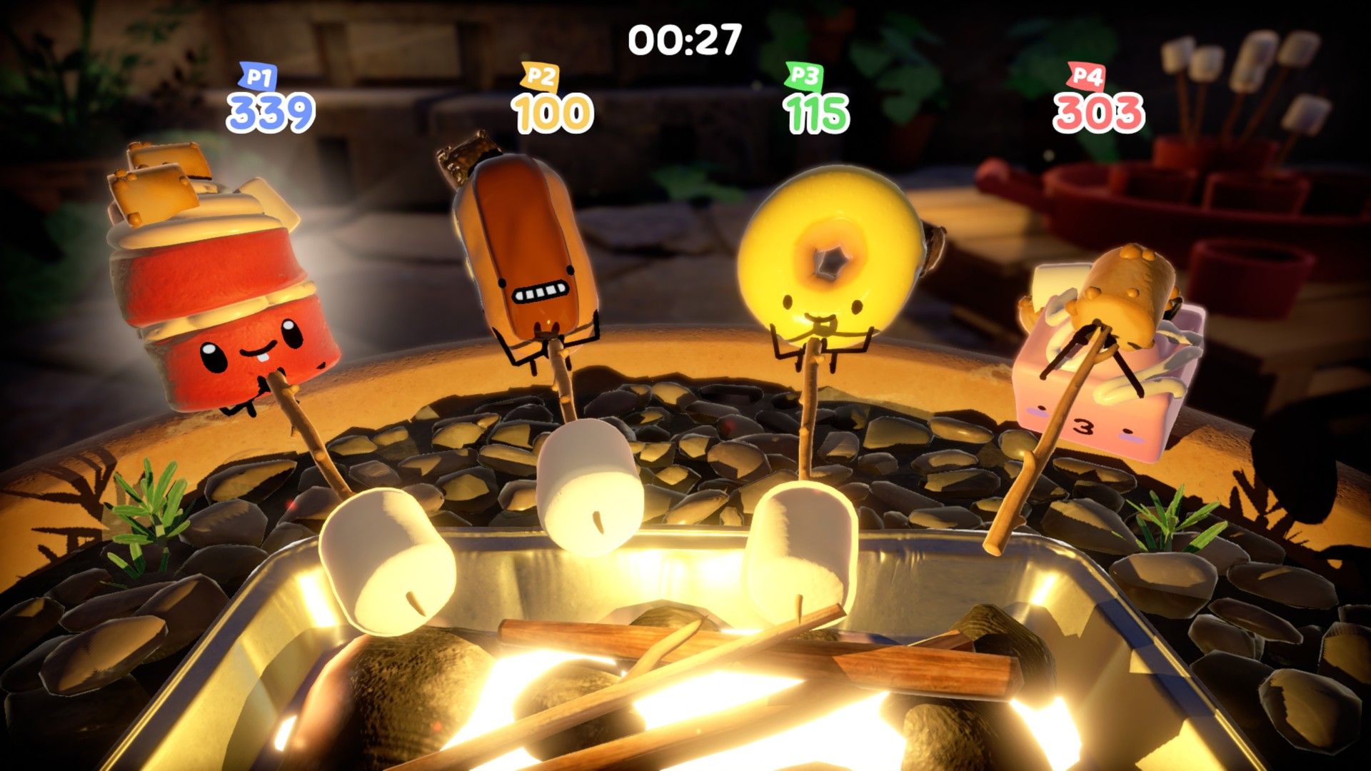Playing a marshmallow mini game in Cake Bash