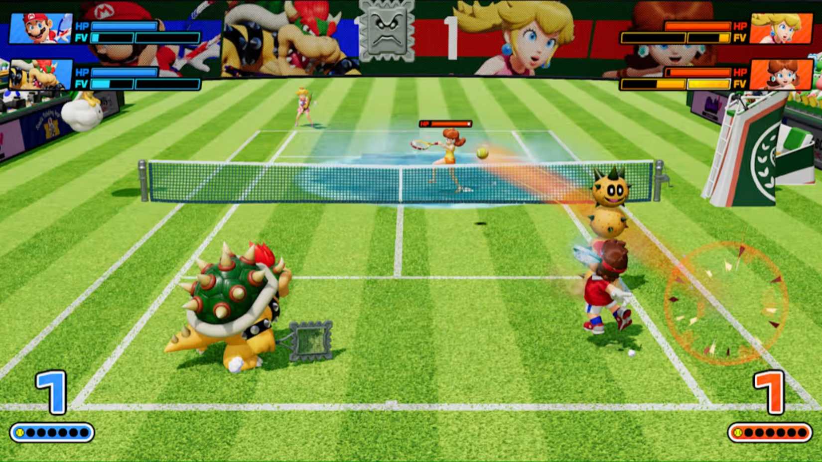Playing a match in Mario Tennis Fever