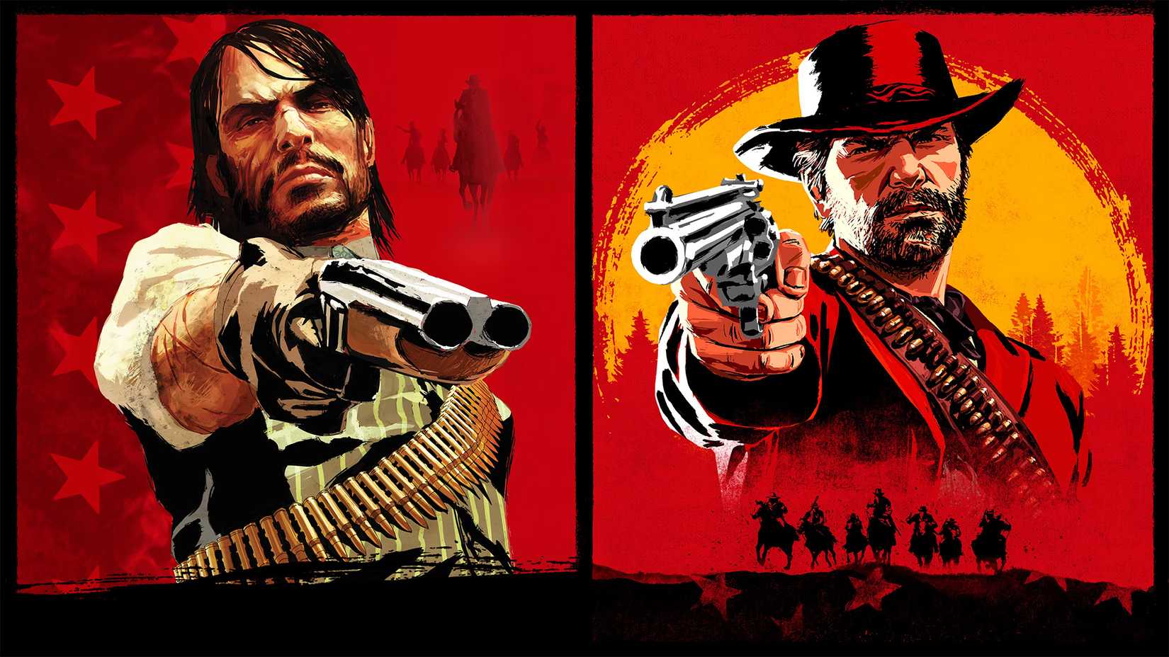 Red Dead Redemption and RDR2 covers composite