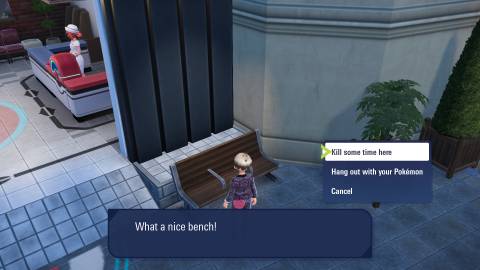 resting at a bench reroll hyperspace wild zone pokemon legends za mega dimension