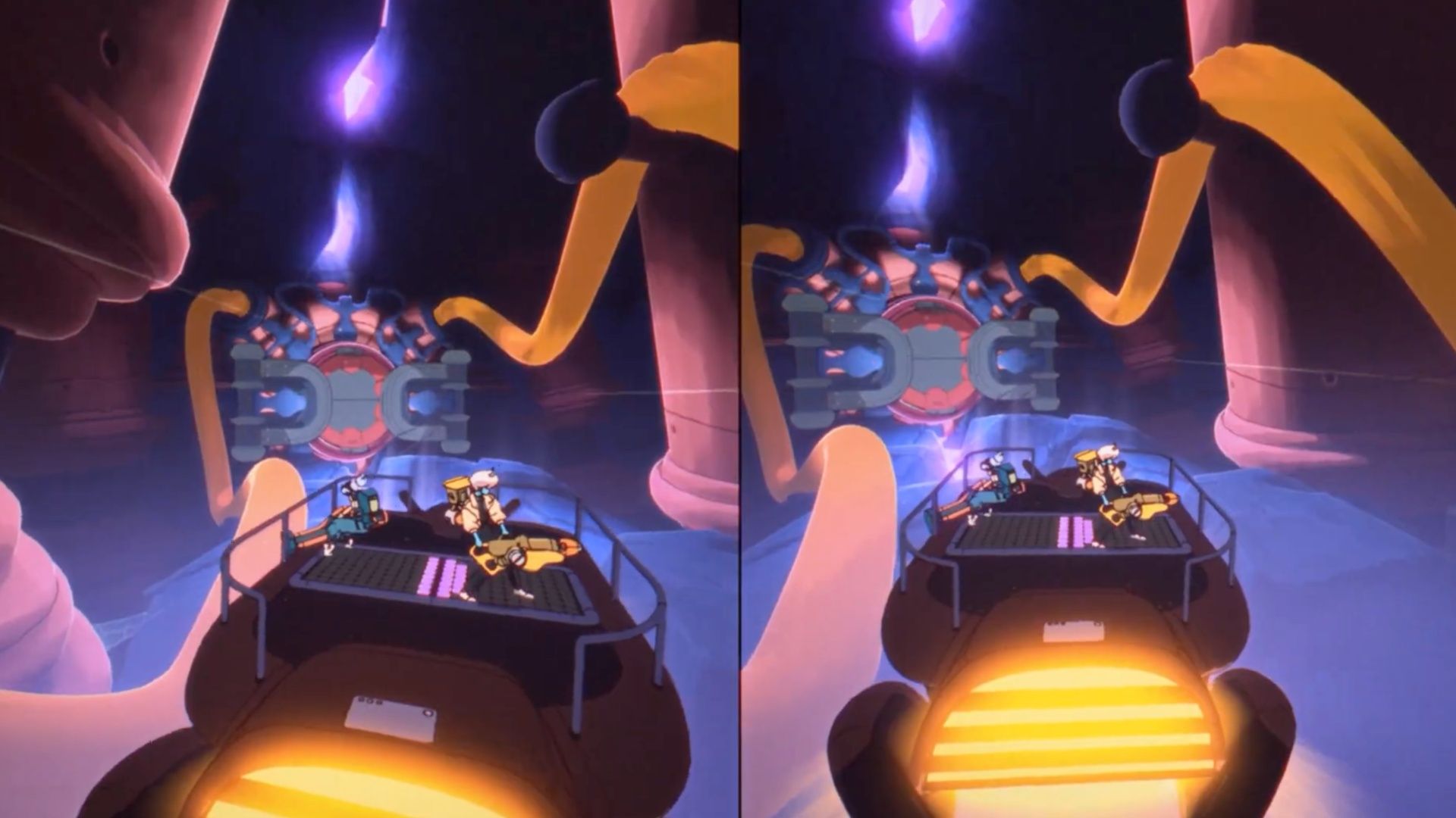 Riding a flying barge in Orbitals