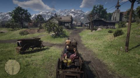 Riding a wagon in Red Dead Redemption 2 (2018)