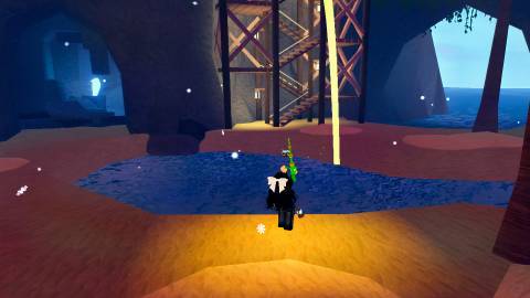 roblox character fishing at tropical grove in fish it