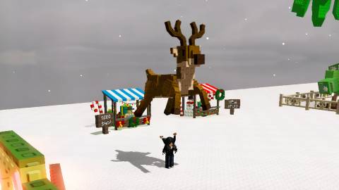 roblox character holding a reindeer in grow a garden