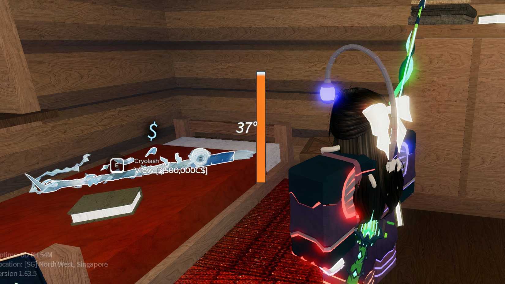 roblox character looking at the cryolash rod in fish