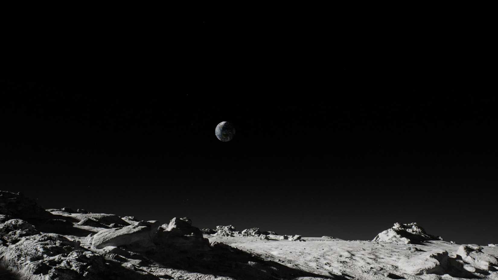 Pemandangan Bumi dari Bulan dalam game Routine