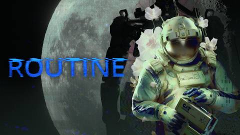 routine astronaut with logo