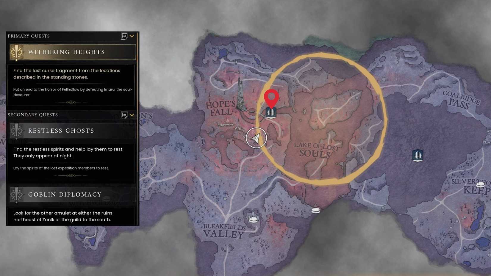 RuneScape Dragonwilds Lake of Lost Souls Curse Fragment Location