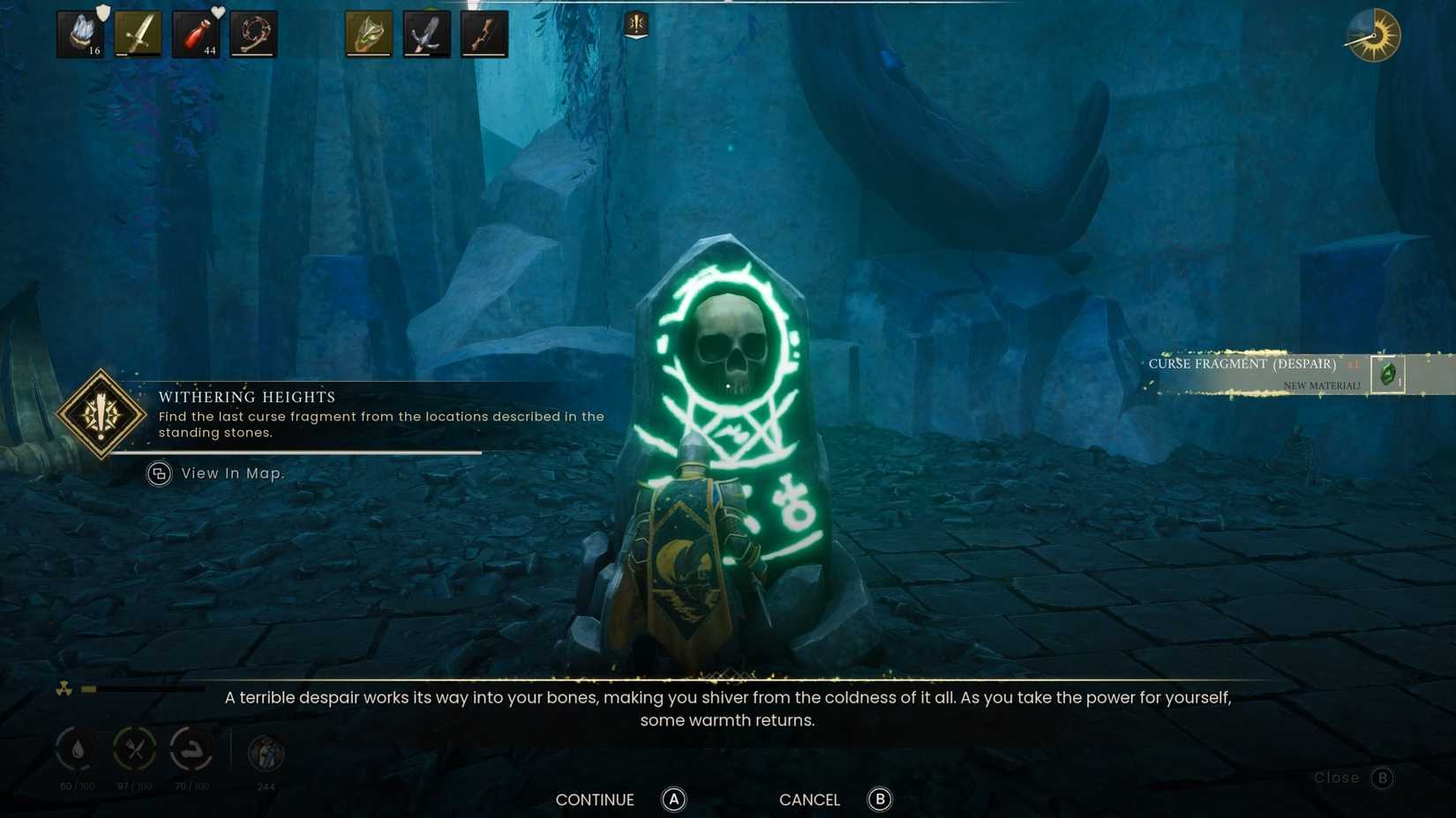 RuneScape Dragonwilds Silverthron Keep Curse Fragment Despair