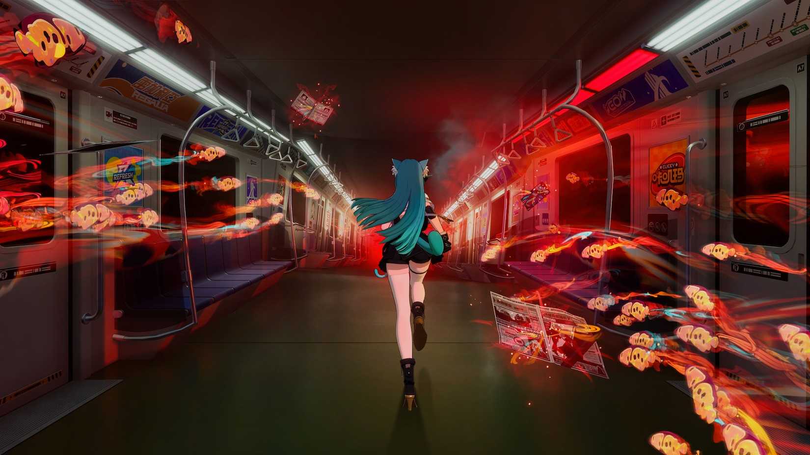 Running through a train in Neverness to Everness (2026)