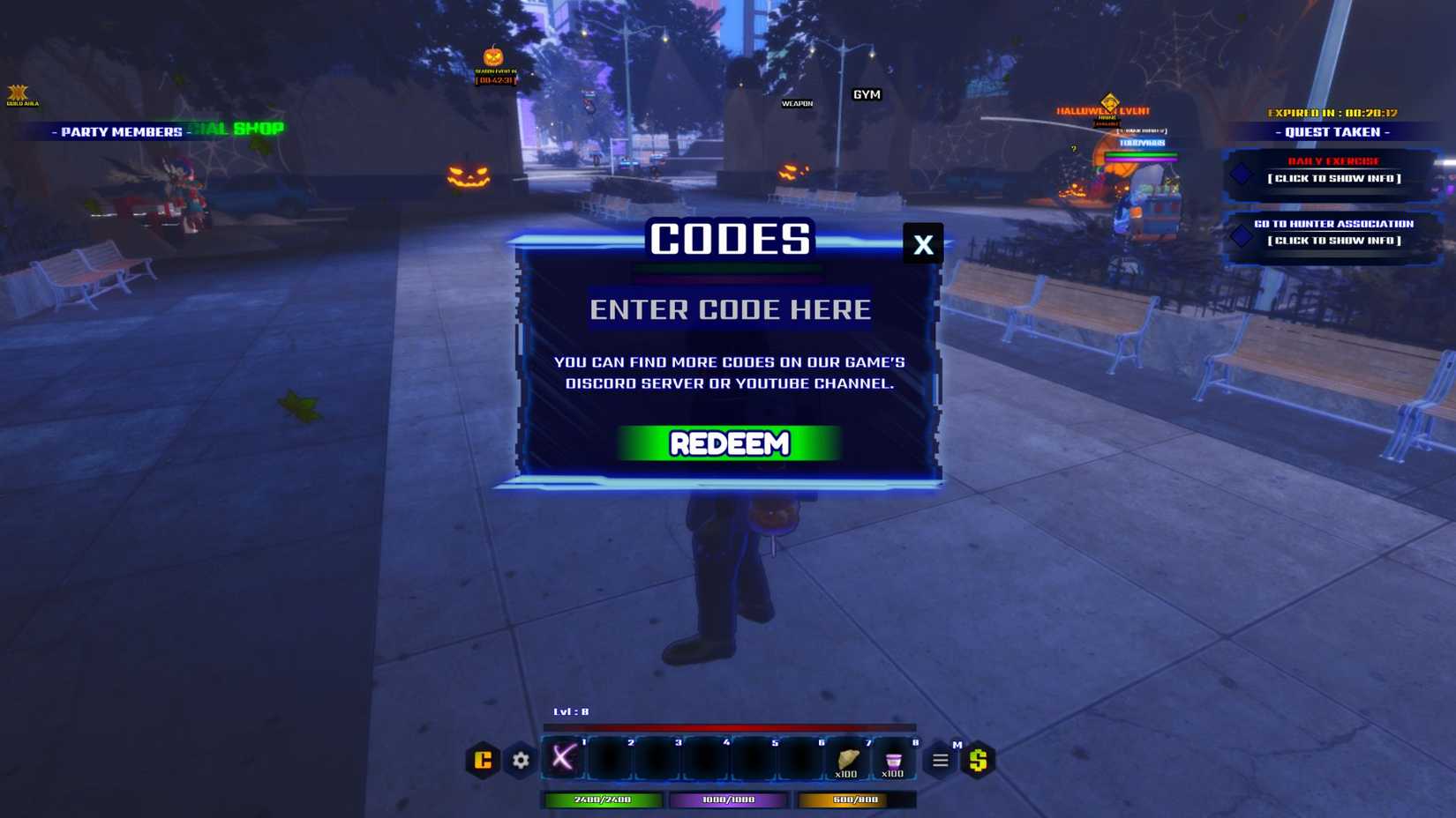 SBL Reborn the codes tab