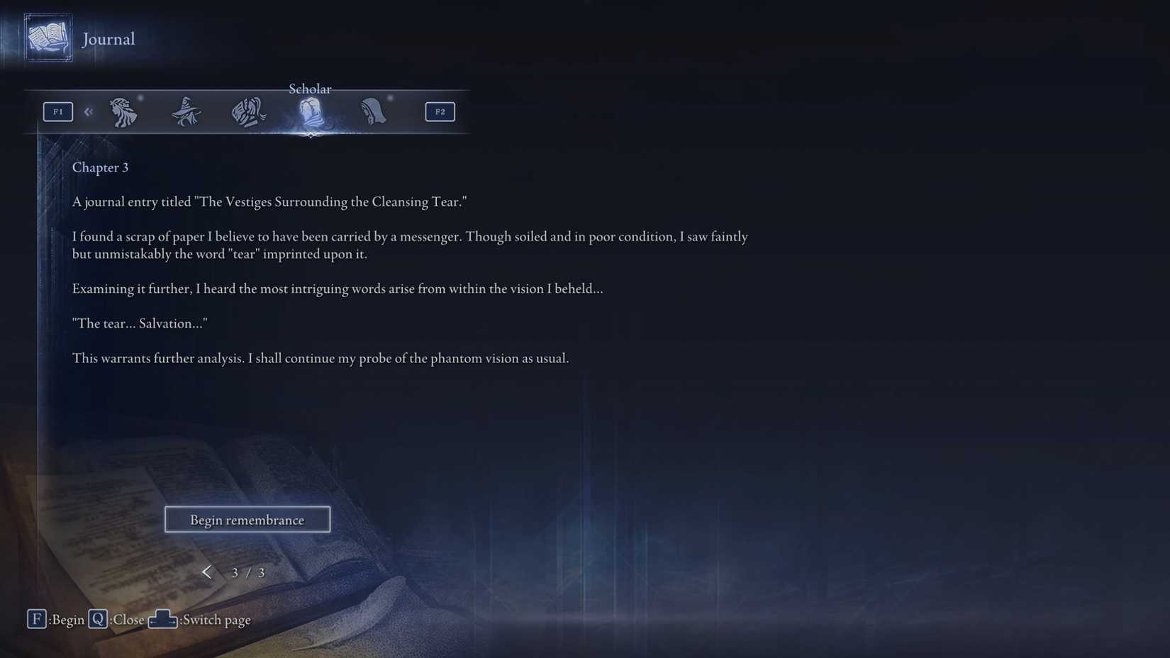 Scholar Chapter 3 Journal in Elden Ring Nightreign