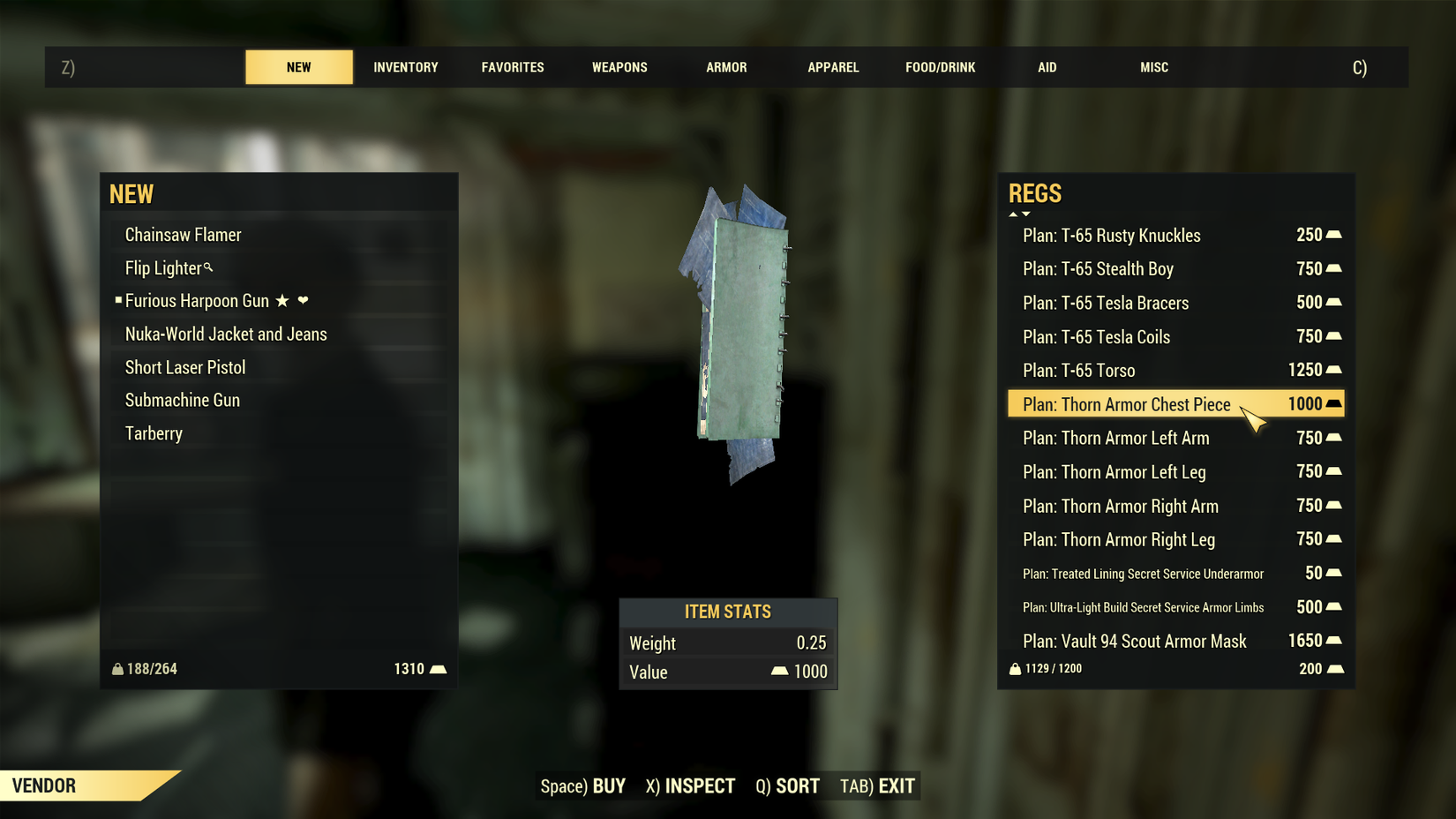 Planos de Armadura Thorn Fallout 76