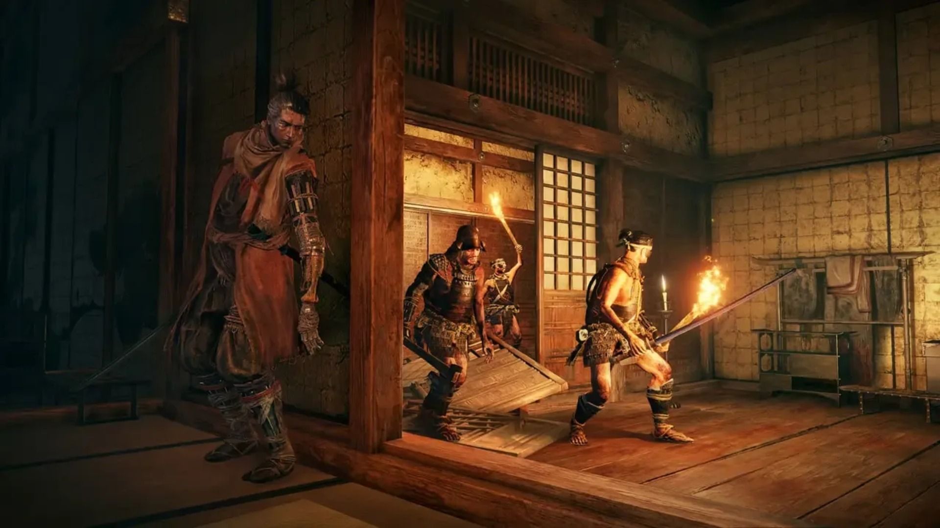 Sekiro Protagonist Hides Behind A Wall