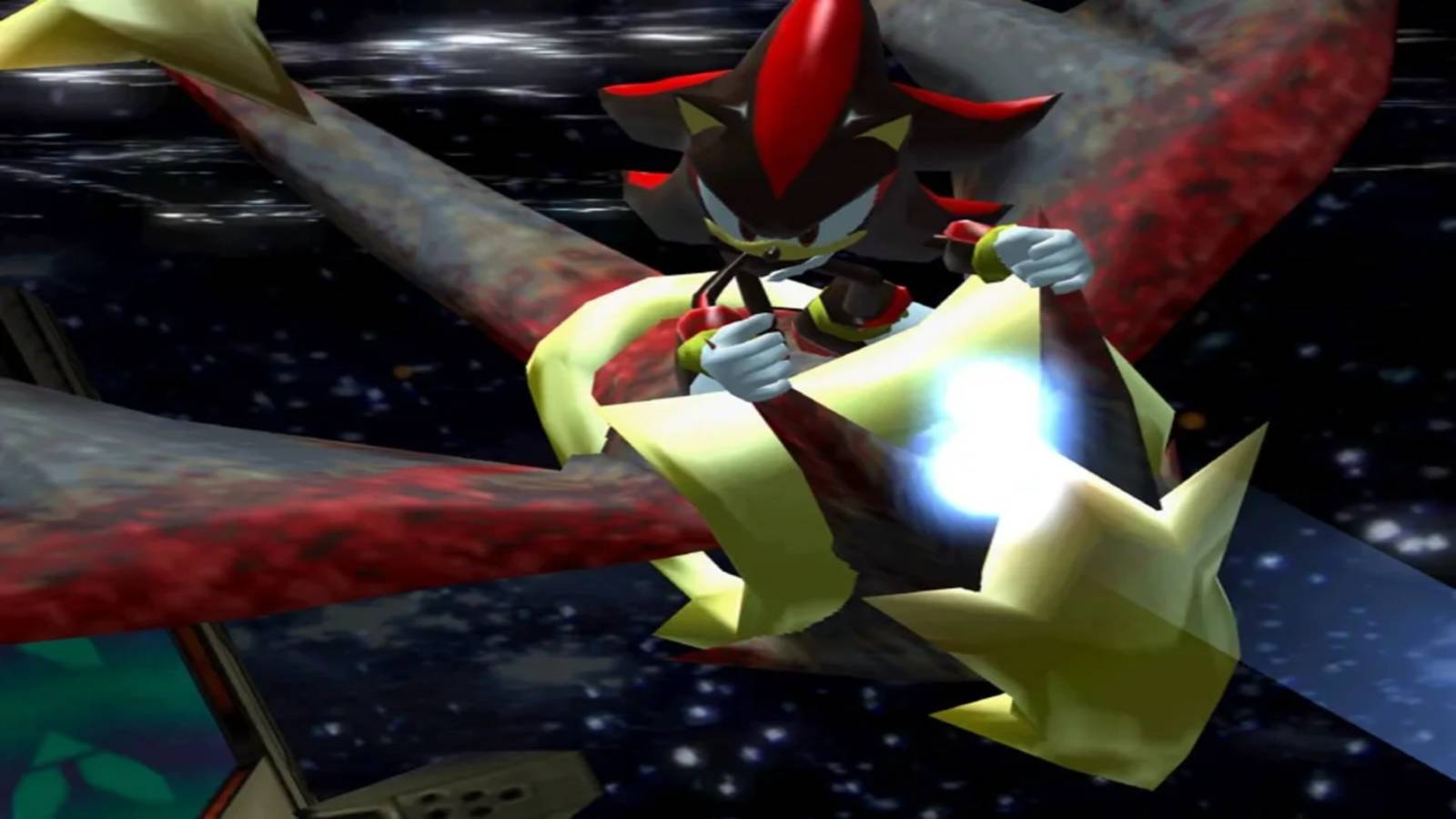 Shadow The Hedgehog Riding A Craft In Space 