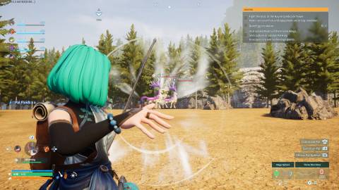 Shooting a bow in Palworld (Early Access)