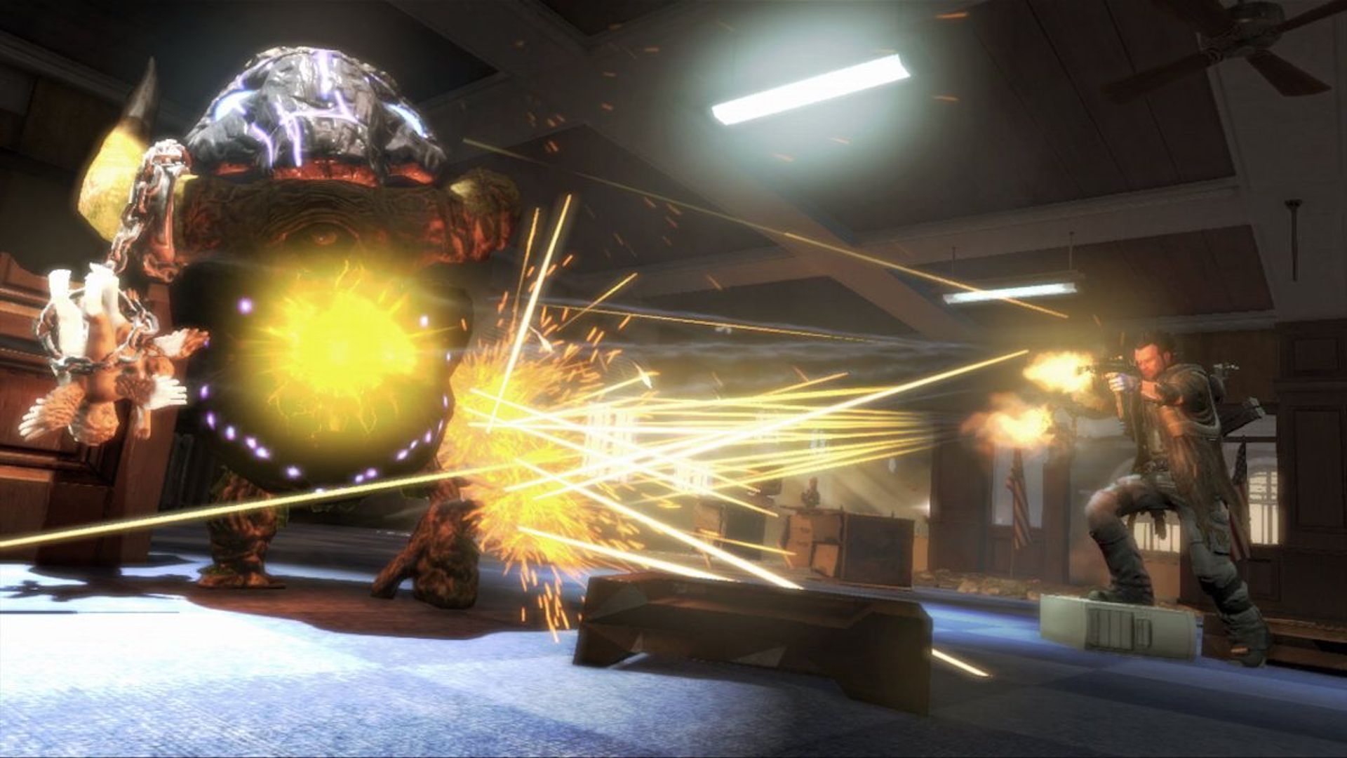 Shooting an enemy in NeverDead