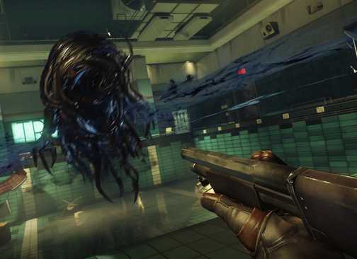 Shooting an enemy in Prey (2017)