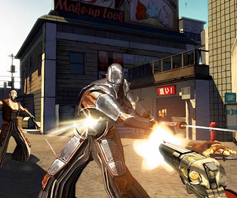 Shooting an enemy in Red Steel 2