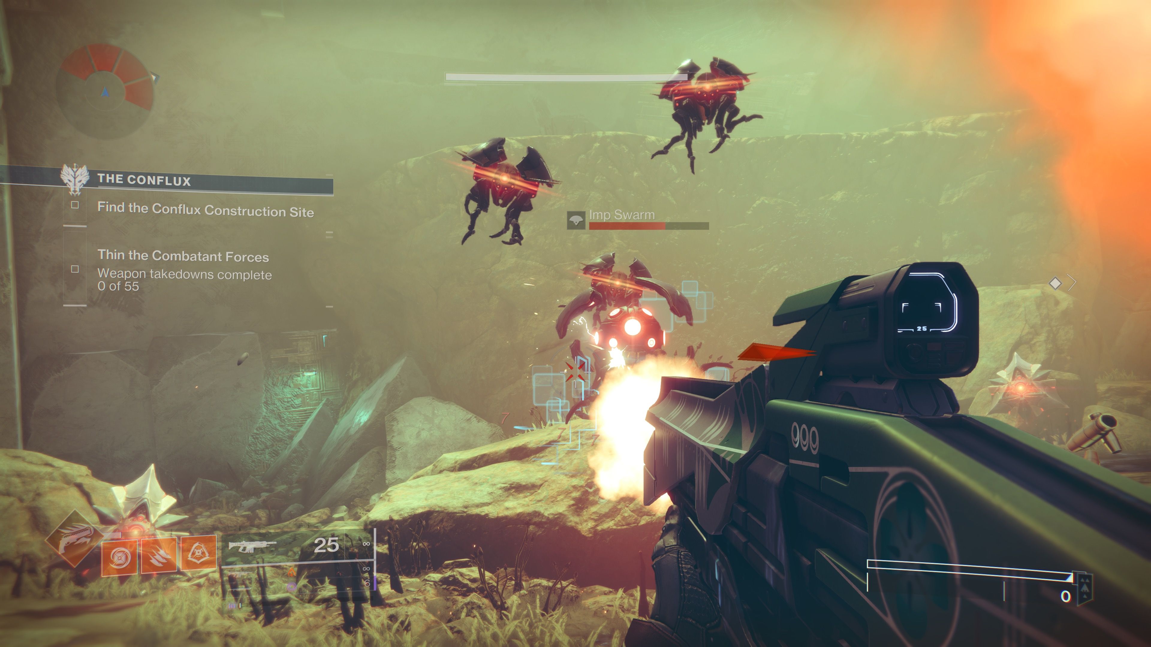 Shooting enemies in Destiny 2 (PS5)