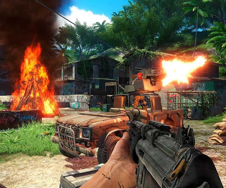 Menembak musuh di Far Cry 3 (2012)