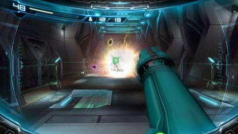 Shooting enemies in first-person in Metroid Other M-1