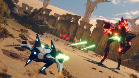 Shooting enemies in the Arwing in Starlink Battle For Atlas