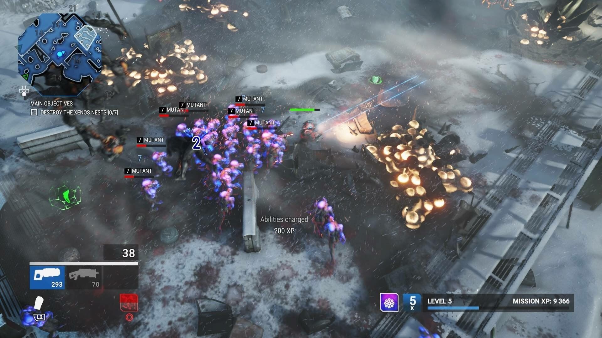 Shooting enemies in the snow in Alienation