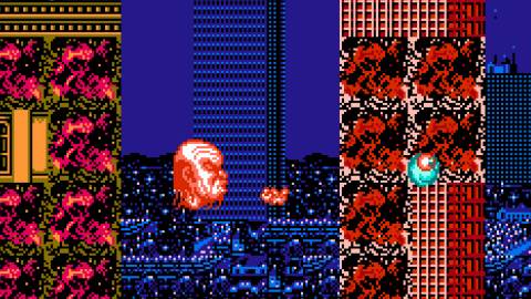 Shooting enemies in Zombie Nation (NES)