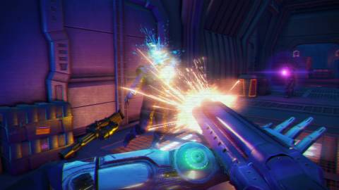 Shooting enemies with a shotgun in Far Cry 3 Blood Dragon