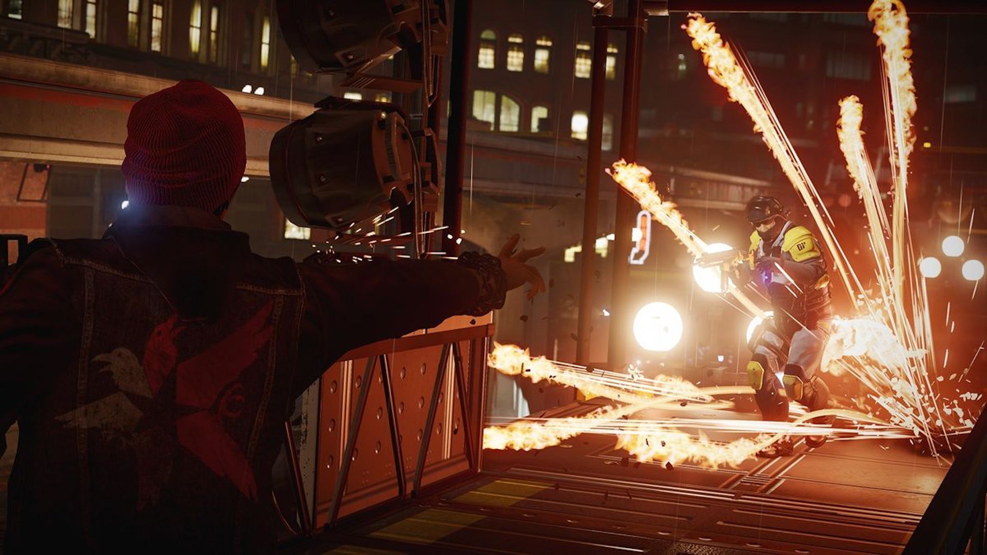 Shooting enemies with fire in inFAMOUS Second Son (2014)