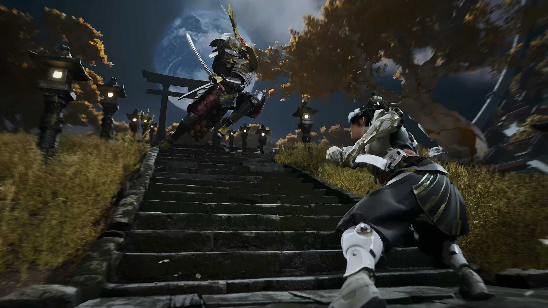 Konsep seni SOL Shogunate: Pertarungan di tangga emas