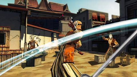 Slashing an enemy in Red Steel 2