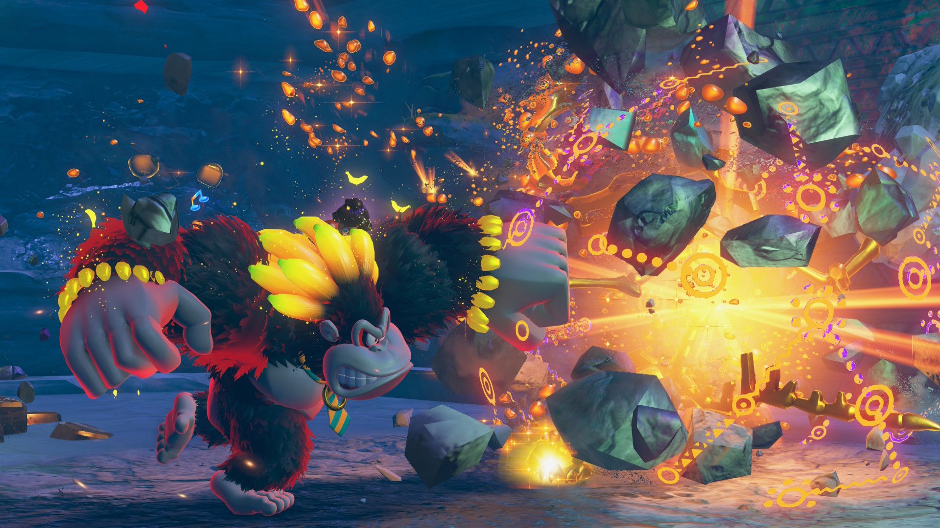 Smashing enemies as big DK in Donkey Kong Bananza (2025)