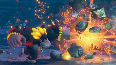 Smashing enemies as big DK in Donkey Kong Bananza (2025)