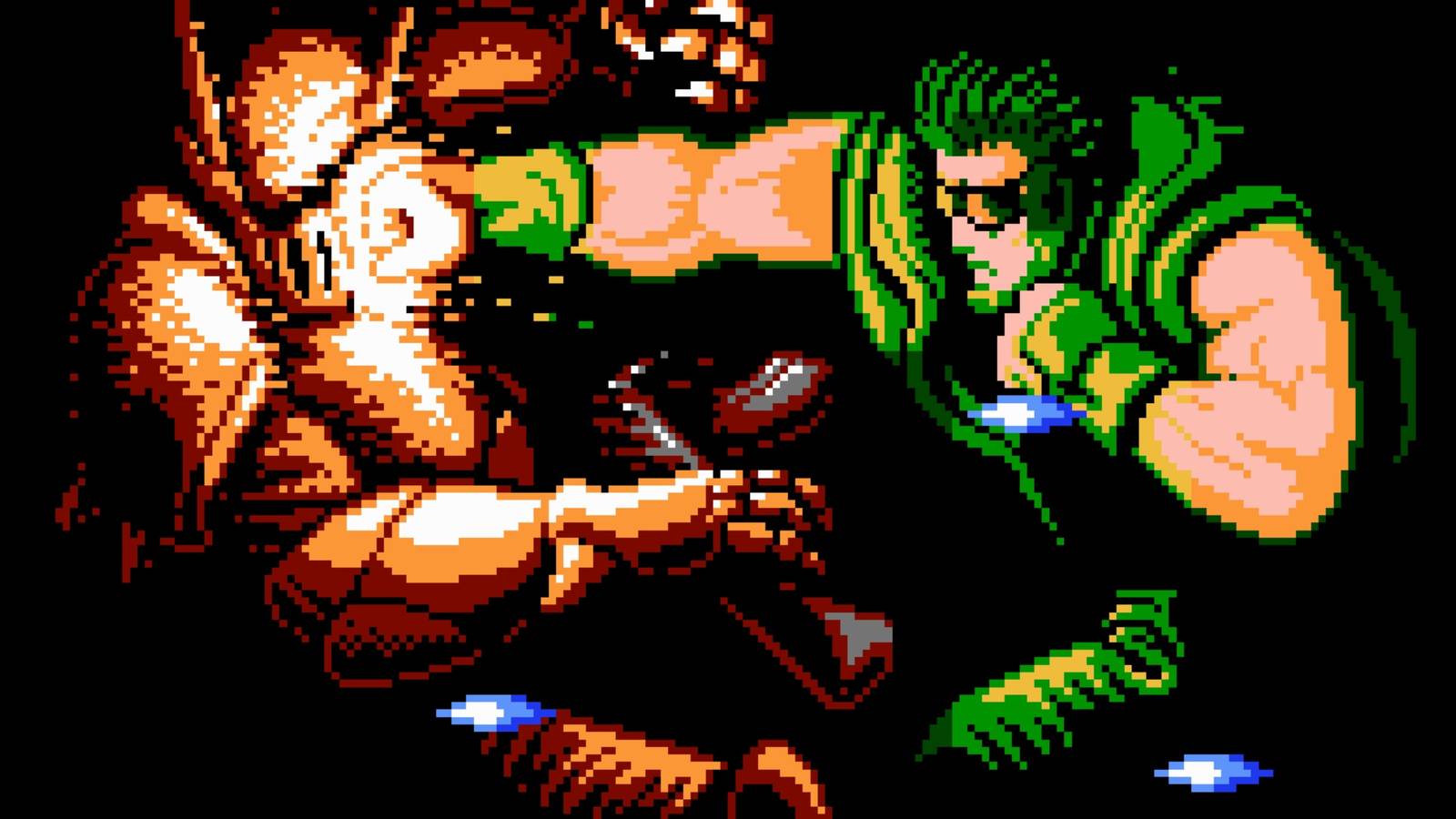 Steve punching a robot in Shatterhand